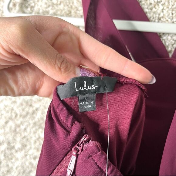 Lulu’s Dress Women’s Large Forevermore Burgundy Sleeveless Halter Skater NWT - Picture 6 of 10